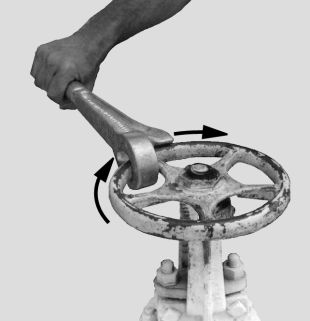 turning valve handle clockwise